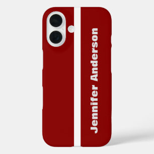 Dark Red Colour Personalised Name iPhone 16 Case