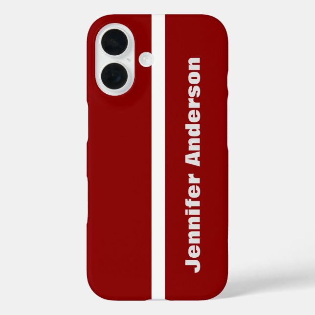Dark Red Colour Personalised Name Case-Mate iPhone Case (Back)