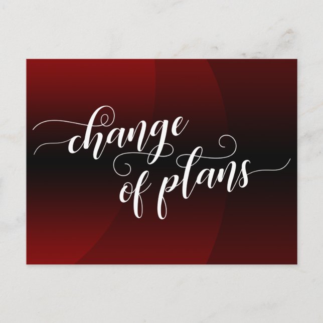 Dark Red Curve Change of Plans Postponed Wedding Postcard (Front)
