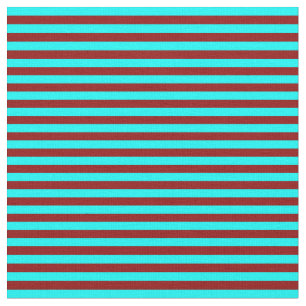 Dark Red & Cyan Coloured Stripes Fabric