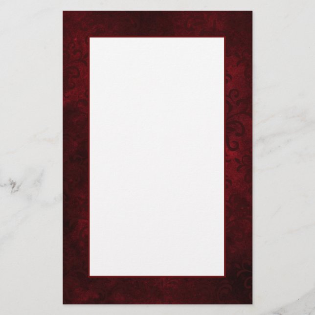 Dark Red Damask Writing Paper (Front)