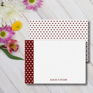 Dark Red Dots Personalised Note Cards