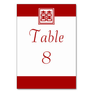 Dark Red Double Happiness - Square Table Number