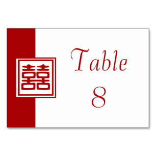 Dark Red Double Happiness - Square Table Number