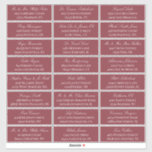 Dark Red Elegant Script 24 Wedding Guest Address<br><div class="desc">24 wedding guest address labels for sending out your invitations with white elegant text against dark red. Add the names in a beautiful,  classic script and the address in an elegant timeless font.</div>
