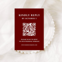 Dark Red Elegant Text | Wedding QR Code