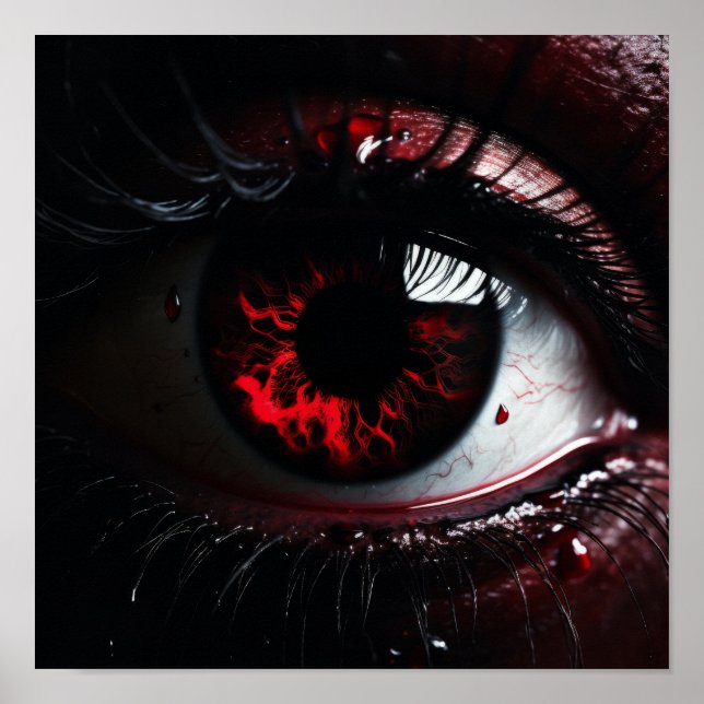 Dark Red Evil Eye - Staring Into the Abyss" Poster (Front)