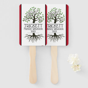 Dark Red Family Tree Family Reunion Hand Fan