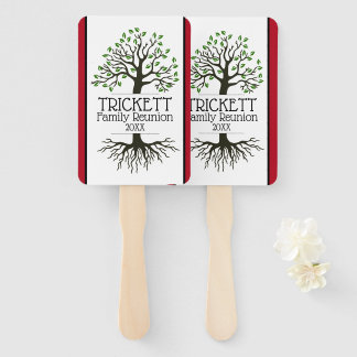 Dark Red Family Tree Family Reunion Hand Fan