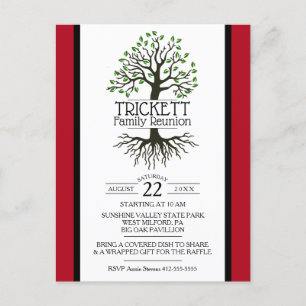 Dark Red Family Tree Family Reunion Invitation Postcard