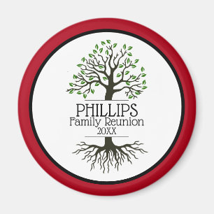 Dark Red Family Tree Family Reunion Magnet