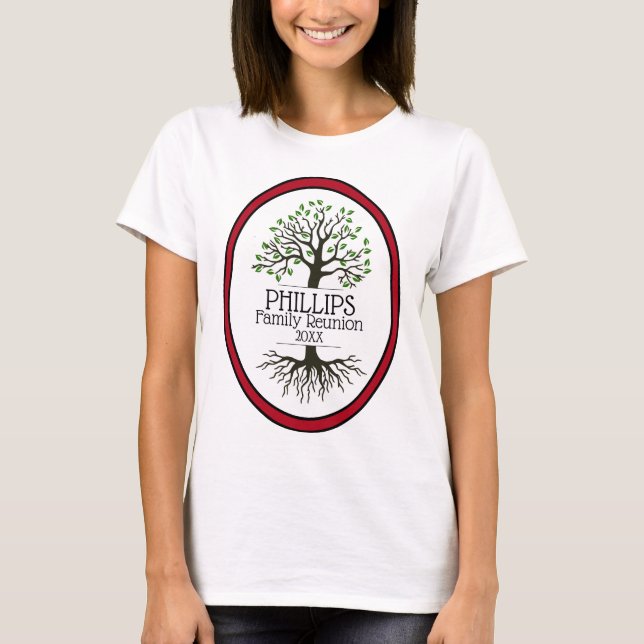 Dark Red Family Tree Family Reunion T-Shirt (Front)