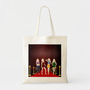 Dark Red Fashion Girls on the Red Carpet Tote Bags