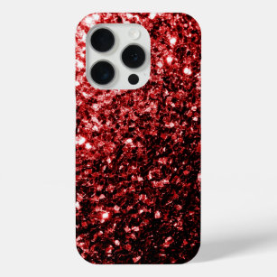 Dark red faux glitter sparkles bling  iPhone 15 pro case