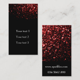 Dark Red faux Glitter sparkles Glamour black Business Card