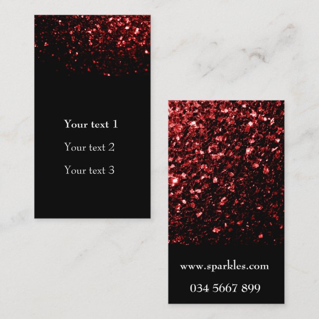 Dark Red faux Glitter sparkles Glamour black Business Card (Front/Back)