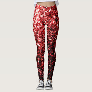 Dark Red faux Glitter sparkles Glamour Leggings