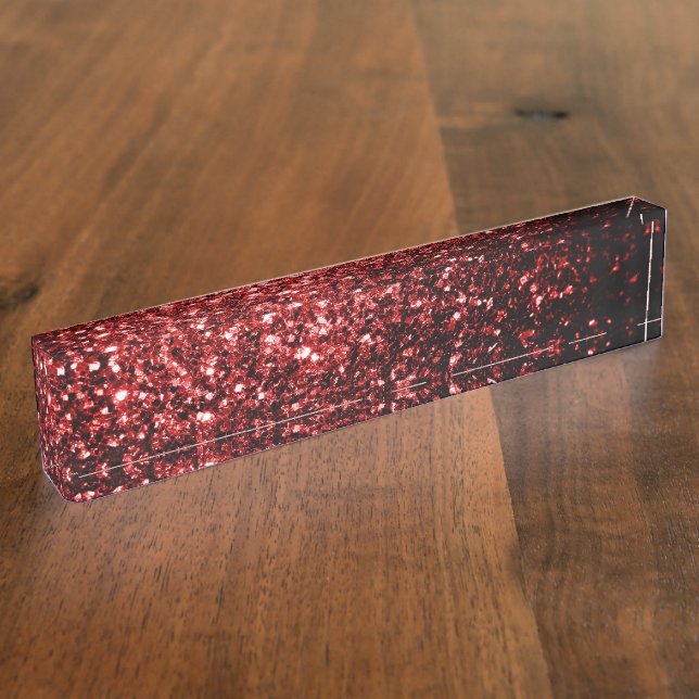 Dark Red faux Glitter sparkles Glamour Nameplate (Side)