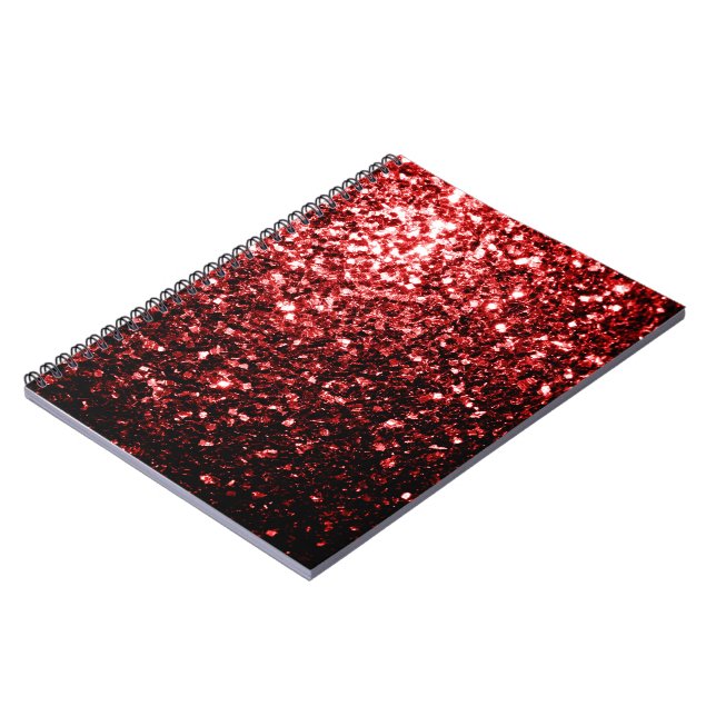 Dark Red faux Glitter sparkles Glamour Notebook (Left Side)