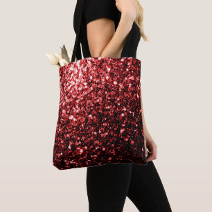 Dark Red faux Glitter sparkles Glamour Tote Bag
