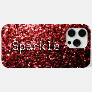 Dark red faux glitters sparkles Your text iPhone 15 Pro Max Case