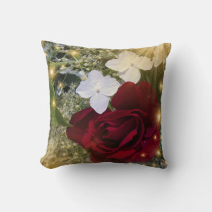 dark red festive flower cushion