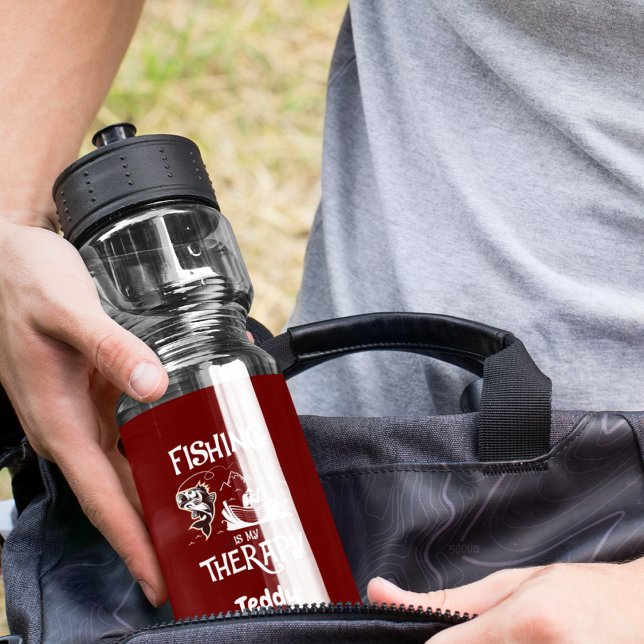 Dark Red Fishing Is My Therapy Row Boat  710 Ml Water Bottle (Creator Uploaded)