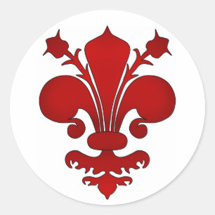 Dark red fleur de lis symbol classic round sticker
