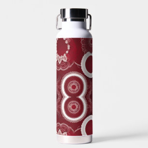 Dark Red Floral AI art Water Bottle