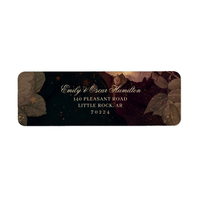 Dark Red Floral Gothic Boho Return Address Label (Front)