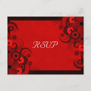 Dark Red Floral Gothic Elegant RSVP Response Cards