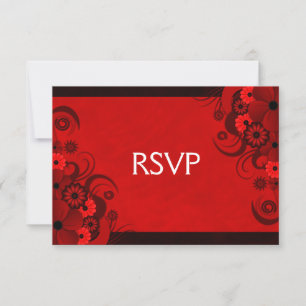 Dark Red Floral Gothic Elegant RSVP Response Cards