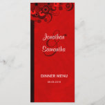 Dark Red Floral Gothic Wedding Dinner Menu Cards<br><div class="desc">© Sunny Mars Designs - Floral Hibiscus: Dark Red on Red Wedding Menus - Stylish,  modern,  chic,  trendy,  elegant customisable custom printed wedding reception dinner menu cards with dark red,  crimson,  burgundy,  ruby or maroon swirly tropical hibiscus floral design against a bright red background.</div>