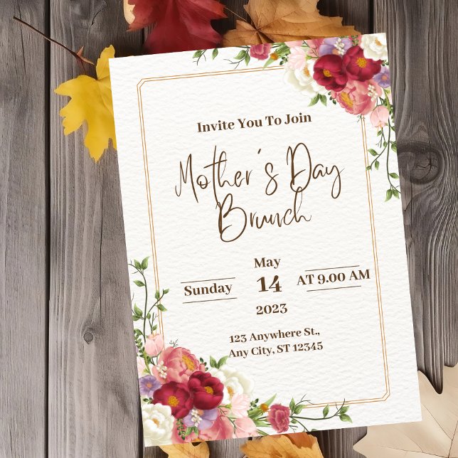 Dark Red Flower Mother's Day Invitation (Creator Uploaded)