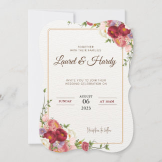 Dark Red Flowers  Invitation