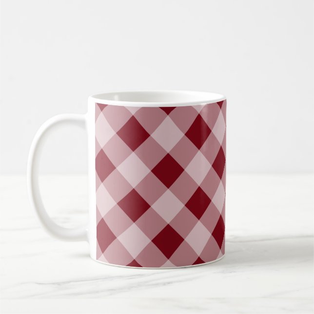 Dark Red Gingham Mug (Left)
