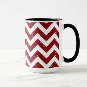 Dark Red Glitter Chevron Pattern Mug