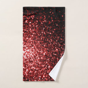 Dark red glitter sparkles hand towel