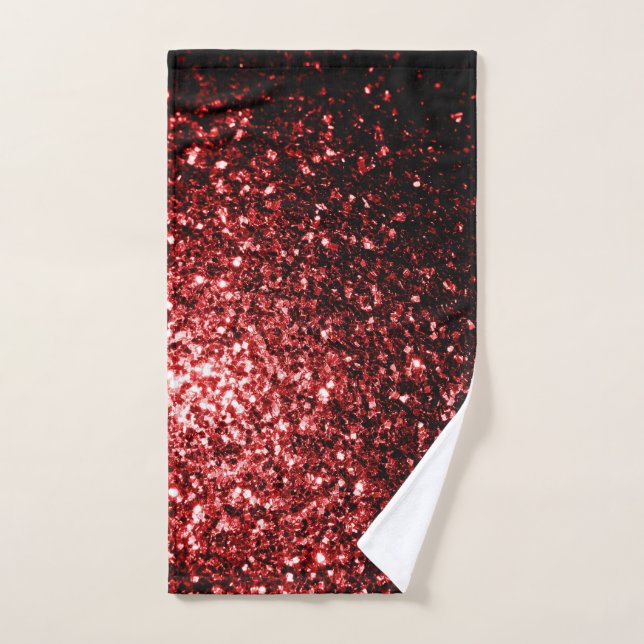 Dark red glitter sparkles hand towel (Hand Towel)