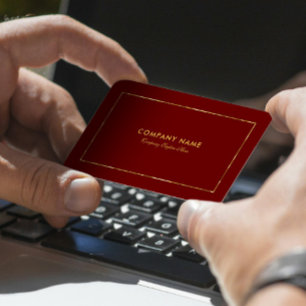 Dark Red Gold Border And Typography Business Card