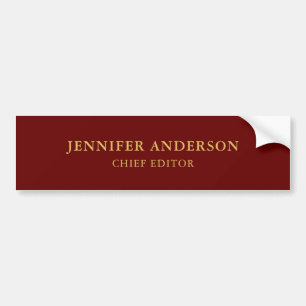 Dark Red & Gold Colours Professional Modern Plain Bumper Sticker