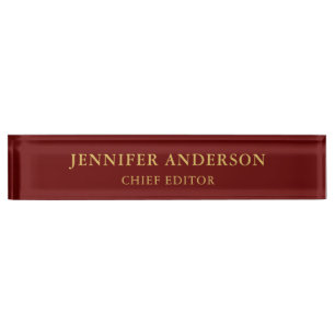 Dark Red & Gold Colours Professional Modern Plain Nameplate