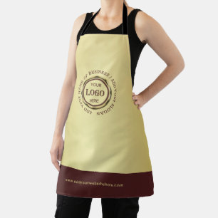 Dark-red gold design,Logo or Photo in gold circle, Apron