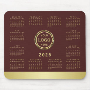 Dark-red gold design,Logo or Photo in gold circle, Mouse Pad