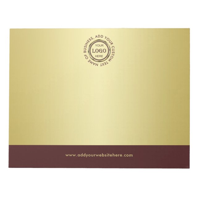 Dark-red gold design,Logo or Photo in gold circle, Notepad (Front)