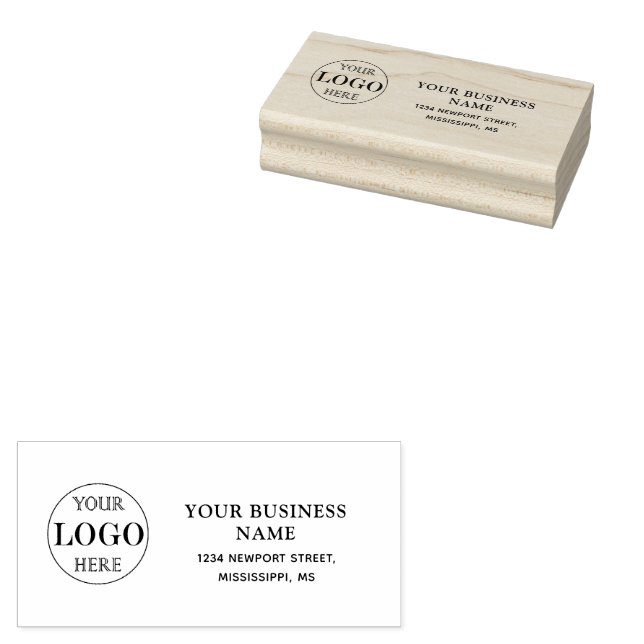 Dark-red gold design,Logo or Photo in gold circle, Rubber Stamp (Stamped)