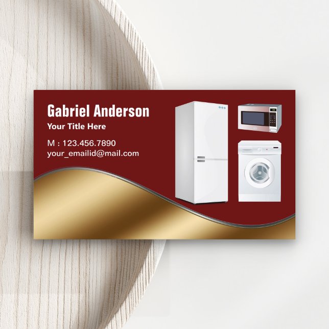 Dark Red Gold Home Appliances Repair Business Card (Creator Uploaded)