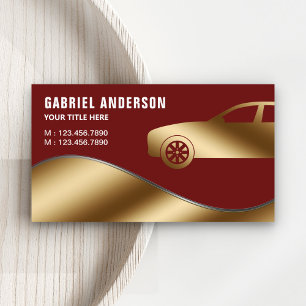 Dark Red Gold Luxury Car Hire Chauffeur Business Card
