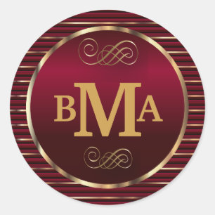 Dark Red & Gold Monogram Envelope Seal