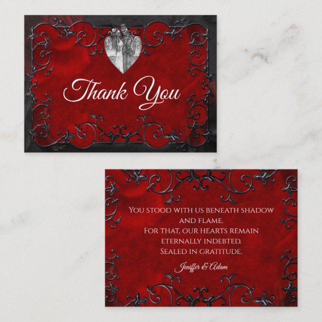 Dark Red Gothic Halloween wedding Card (Front/Back)